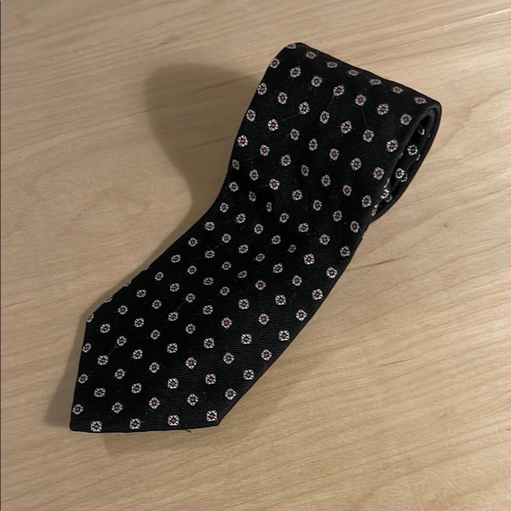 Polo by Ralph Lauren Black Tie with Dot Pattern Handmade in Italy 100% Silk